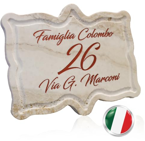 Era della Pietra número de casa de la grabado personalizable en piedra de Travertino para exteriores, placa para buzón, timbre, citófono para puerta de entrada, antioxido, números y letras de 20x16cm.