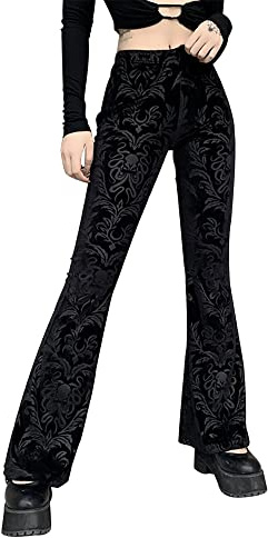 DINGJIUYAN Trousers - Harajuku, Gothic, Aesthetic Cargo Pants High Waisted Casual Gothic Steampunk Bell Bottom Legging Trousers