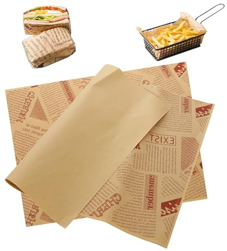 150 Blätter Wachspapier für Lebensmittel 38x28cm Käsepapier Backpapier Zuschnitte Butterbrotpapier Antihaft Bienenwachstücher Burger Papier Backpapier für Pizza, Burger, Sandwich, Brot, Fleisch