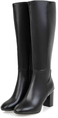 ticticlily Bottes Haute Femme Cuissardes Elastique Longues Boot de Hiver Chaussures Cuir Talon Bloc Bottes mi-Mollet Bottines à Talons Bloc
