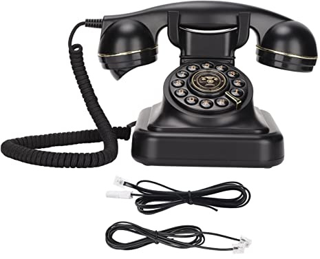 Retro Telefon mit Wählscheibe, Vintage Festnetztelefon Klassisches Schnurgebundenes Altmodisches Europäisches Tischtelefon für Büro Café Bar Schlafzimmer Dekoration
