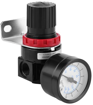 Pneumatisk regulator justerbar lufttrycksregulator ventilmätare med fäste och tydlig tryckdisplay aluminiumlegering