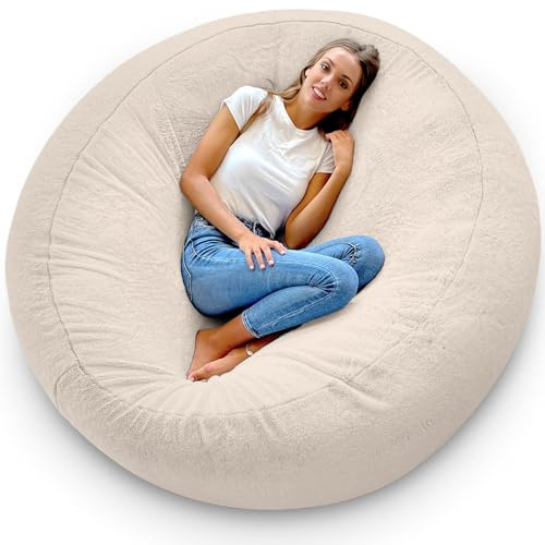 Aiire Puff Gigante Moderno 150 cm - Modelos de Puf Salon XXL con Relleno Incluido para Gamer o Decoracion Habitacion Adolescente - Bean Bag Chair Infantil o Cojin de Suelo Grande Blanco
