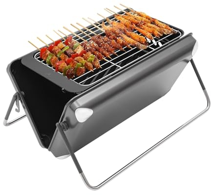 2 in 1 - Fornello portatile da campeggio, a carbone/a gas, portatile, a carbone, pieghevole, per bagagli, campeggio, a carbonella, picnic, barbecue da tavolo