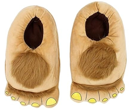 tuwiwol Zapatillas Slip In Comfort Monster Adventure para una noche relajante y cálida, zapatillas Hobbits de poliéster para pies, respetuosas con la piel, albaricoque, tamaño libre