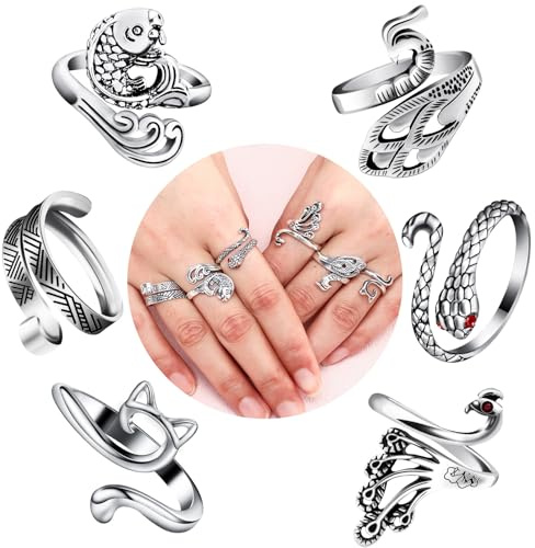DTOFOOT 6Pcs Knitting Crochet Tension Ring for Fingers with Box