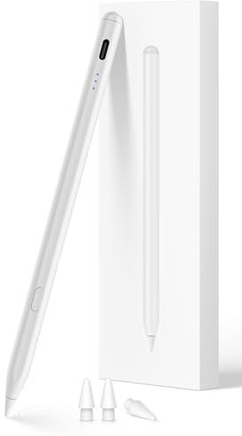 Pencil for iPad (2018-2025), USB-C Fast Charging Stylus Pen with Palm Rejection Tilt Sensitivity for Air M3/M2 11/13/5/4/3, Mini 7/6/5, Apple iPad 11/10/9/8/7/6, iPad Pro M4 13/12.9″/11″