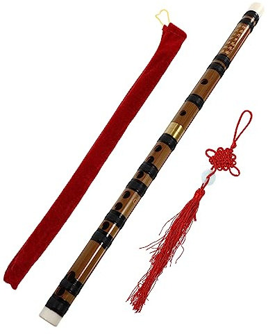 Kisangel Flauta de Bambú Sólida con Excelente Timbre para Estudiantes, Estilo Chino con Apertura Redonda y Nudo Chino, Adecuado para Niños y Principiantes
