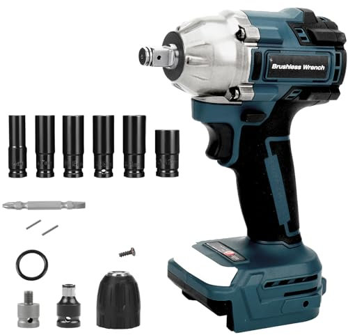 panthem Akku Schlagschrauber kompatibel mit bosch GBA 18V, 550 Nm Drehschlagschrauber 1/2 zoll, Bürstenloser Schraubenschlüssel mit Steckschlüssel Steckschlüsseladapter (ohne Akku)