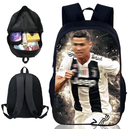 PyrrlicToy Borsa di Idolo del Calcio, Zaino per Bambini CR-7, Zaino di Viaggio Multifunzione per Appassionati di Calcio e Ragazzi (16Pollici)