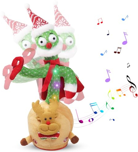 Booaee Cactus parlante di Natale, cactus parlante e ripetutamente cantante, giocattolo interattivo, elettronico per bambole di peluche, giocattolo di compleanno