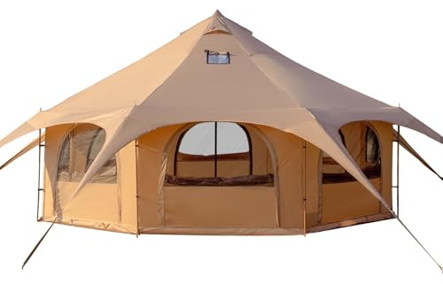 Oxford Circus Bell Tent Family Tent for Camping Fits 6-10 People | Glamping with Stove Jack 16.4ft Wall Tent,360 Ventilation,Waterproof & Windproof Outdoor Shelter,Zipper Closure