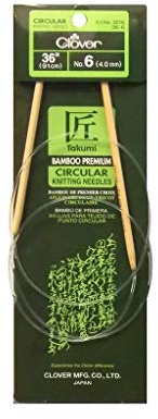 Clover 3016/36-6 Takumi Bamboo Circular 36-Inch Knitting Needles, Size 6