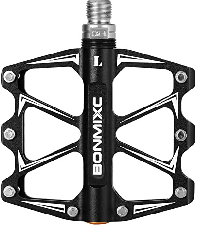 BONMIXC Flat Road Bike Pedals Lightweight MTB Pedals Sealed Bearing Mountain Bicycle Pedals 9/16 (Black2)