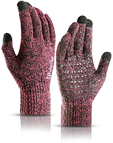 Thermal Gloves Womens,TRENDOUX Touch Screen Winter Glove Men Unisex Typing - Windproof Warm Lining for Driving Outdoor Hiking Running - Non-slip Grip, Elastic Material- Thin Thermal ladies Glove - Ro