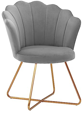 DUHOME Fauteuil Salon Chaise rembourrée Design Retro avec Pieds en métal 8057C, Couleur:Gris, matière:Velours