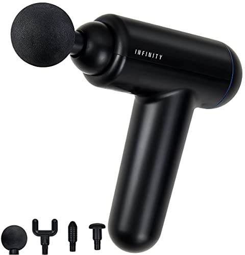 MELISSA Infinity 16770047 Massage Pistole Massagegerät Massagepistole Gun wiederaufladbar 4 Aufsätze, Schwarz