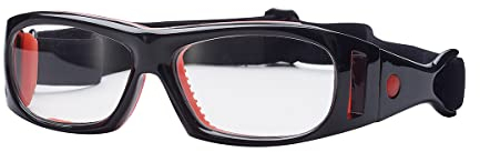 Sportbrille für Fußballliebhaber Basketballliebhaber Tennis Erwachsene Kinder Laufbrille Sicherheitsbrille Verstellbar… (Schwarz Rot Erwachsene)