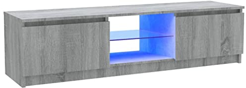 vidaXL TV Schrank mit LED-Leuchten Lowboard TV Möbel Tisch Sideboard Fernsehtisch Fernsehschrank HiFi-Schrank Grau Sonoma 120x30x36cm