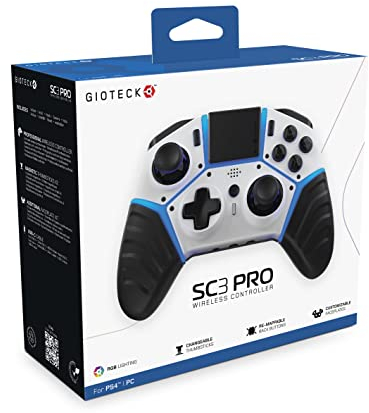 Gioteck SC3 Wireless Pro Controller für PS4, PC, Mobile - Weiß - Bluetooth-kompatibel