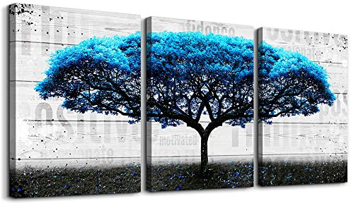 MHARTK66 Blue Large Tree Canvas Wall Art for Living Room, Inspirational Modern Artwork Motivational Office Study Art Print Decorations Bedroom Bathroom Dining Room
