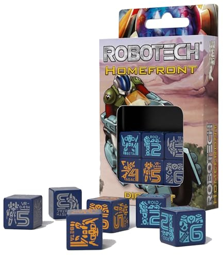 Strange Machine Games: Robotech: The Roleplaying Game - Homefront Dice Set - 6 Custom D6 Dice, 16mm, Tabletop Roleplaying Game Accessory, Licensed