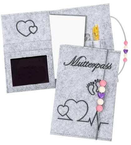 GXGM Mutterpasshülle aus Filz,Deutschen Mutterpass,Handgefertigte Mutterpass-Schutzhülle Mutterschaftspass-Hülle,für Ultraschallbildern und Impfpass usw(Grau)