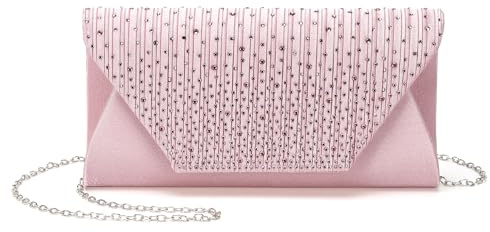 DTGN Evening Bags Clutch Purses for Women Formal, Purse Handbag Crossbody Bag Crystal Rhinestone with Chain Strap Shoulder Bag Sparkly for Wedding Guest Party Pink