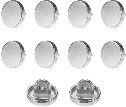 QUARKZMAN Botones Metálicos Redondos Planos, 10Pcs 14L 9mm Bontones de Aleación, Reemplazo para Trajes, Abrigos de Lana, Camisas y Pantalones, Manualidades de Costura, Plateado