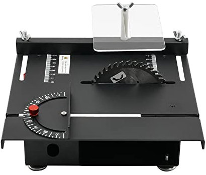 Qussse Mini sierra circular de mesa, 200 W, sierra de mesa eléctrica portátil de precisión, sierra circular de mesa con 1 hoja, fuente de alimentación de 7 velocidades, para proyectos de carpintería