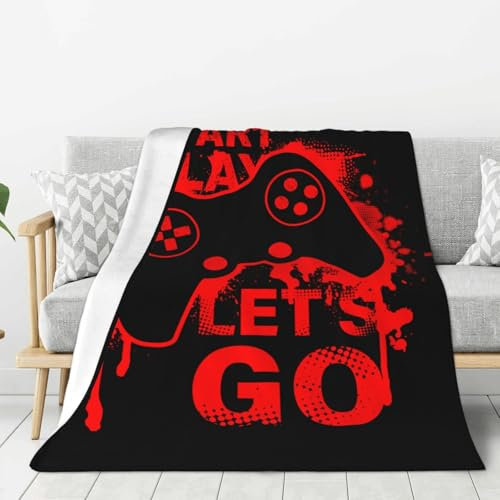 Perinsto Gamer Gamepad Gaming Theme Throw Blanket Ultra Soft Warm All Season Game Joystick Decorative Fleece Blankets for Bed Chair Car Sofa Couch Bedroom 50X40