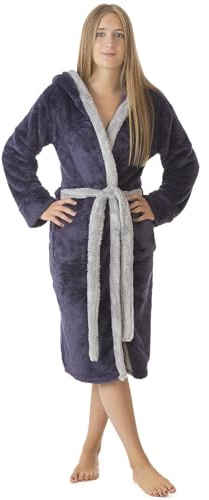 LEBENGOOD Robe de Chambre Femme Hiver, Peignoir Polaire, Sortie de Bain Chaude, OEKO-TEX®,cardeno capucha XL