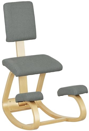 HOMCOM Ergonomischer Kniestuhl, Kniehocker Gesundheitsstuhl für Zuhause, Büro, Meditation, zur Verbesserung der Nackenschmerzen Rückenschmerzen Lindern & Körperhaltung Grau