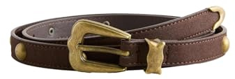 NEXT Femme Ceinture fine en PU avec clous en dôme Marron chocolat M