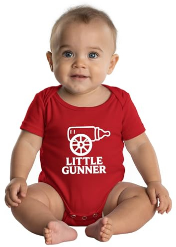 Trendy Tykes Little Gunner Red Baby Vest Cotton Romper Funny Football Fan Gift 0–18 Months