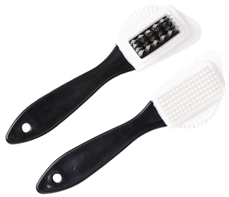 Funalix 2er Set Vielseitig Einsetzbare Raulederbürste | Wildlederbürste für Schuhe mit Messingborsten, Nylon & Radiergummi | Schuhreiniger für Nubuk, Velour (Schwarz+Weiß)