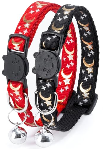 Collier Chat, Collier pour Chat Anti-étranglement, Cloche, Réfléchissant, Fermeture Rapide, Réglable de 21 à 35 cm, pour Chat et Chiot