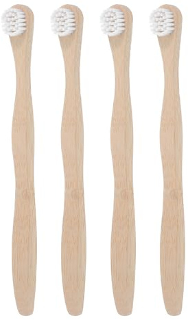 SOPOTUTU Kit 4 Pezzi Raschietti per Lingua in Bambù Bianco, Spazzolini per Pulizia Funzione Antiscivolo per Migliorare Senso del Gusto