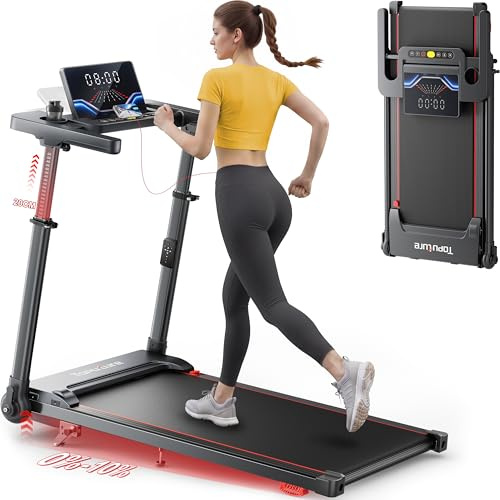 6 in 1 Folding Treadmill with Adjustable Height Handle, Rotatable Tablet Stand, 1%-5%-10% Incline Walking Pad Foldable with APP, 12KM/H Under Desk Treadmills for Home Office, Magnetic Remote Control