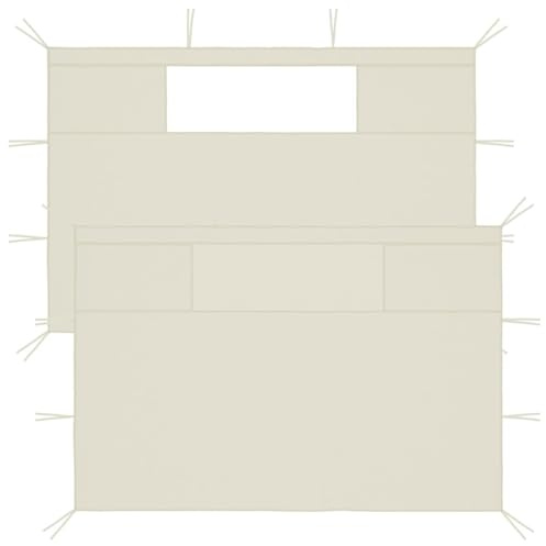 Fecpoo Lot de 2 parois latérales de tonnelle avec fenêtres transparentes, crème, 100 % polyester + PVC, grand mur 435 x 210 cm, petit mur 290 x 210 cm, pour pavillons d'extérieur