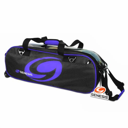 Genérico Sac Bowling pour 3 balles avec roulettes et panneau transparent | Panneau transparent, avec roulettes, 3 boules, transport facile