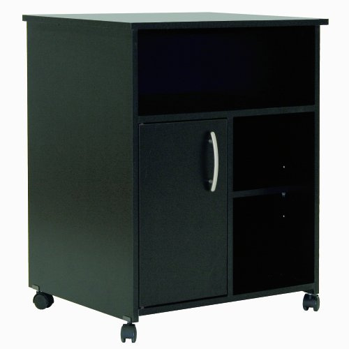 South Shore 1-Door Printer Stand with Storage on Wheels, Pure Black (7270691)