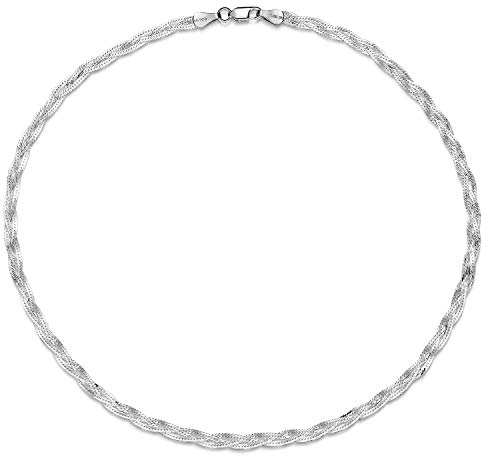 MATERIA Herringbone Kette Damen 925 Silber 4mm Fischgrätkette rhodiniert 40 45 cm Made in Germany K62-40 cm