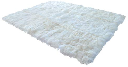 Naturasan Design ekologiskt lammskinn fårskinnsmatta 150 x 200 vit, hög lugg, lång lugg, raggy, flokati, lounge, sovrum vardagsrum lammskinnsmatta matta (150 x 200, vit)