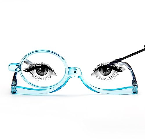 MMOWW Gafas de Presbicia para Maquillaje para Mujer, Rotación Anteojos De Aumento, Lectura Plegable Gafas (Azul, 1.0)