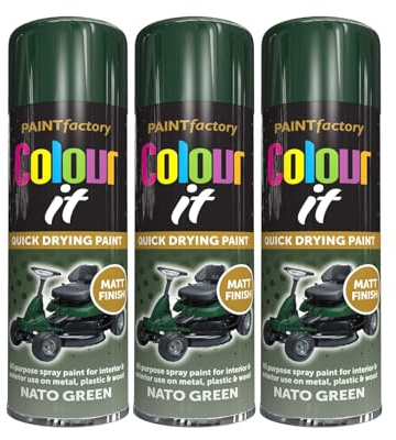 YSAMAX NATO Green Matt Finish Spray Paint, Military-Inspired Designs, Uniform Finish, Quick Drying Formula, Ideal For Both Interior And Exterior Use, 250ML, (3PCS)