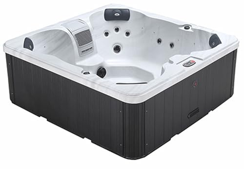 CANADIAN SPA CO. Cornwall Plug & Play 13 Hot Tub Exterior 5 Personas, 198x198x73 cm, Cuadrado, con Cubierta, iluminación LED, calefacción y 18 Jets, Uso Todo el año
