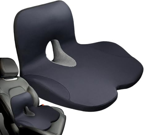 Generico Cuscino Auto - Cuscino Auto Con Cuscino Lombare,Supporto Lombare Ergonomico Confortevole Per Viaggi Lunghi E Sedie A Rotelle