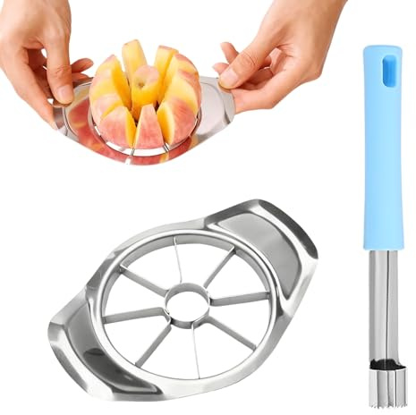 2Pcs HYMC Stainless Steel Apple Corer and Slicer, Apple Cutter for Baking & Fruit Snacks – Sturdy Wide Handles, Dishwasher Safe Kitchen Tool for Apples, Pears, Oranges, Gift for Bakers