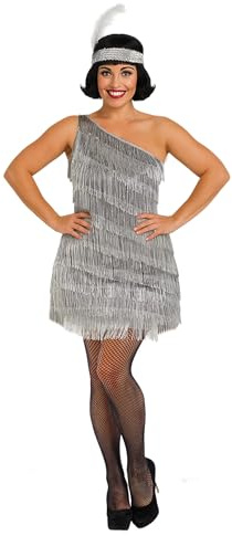 Fun Shack Vestito Charleston Donna Argento - Abito Anni 20 per Carnevale, Feste a Tema e Halloween, Stile Flapper Vintage, M